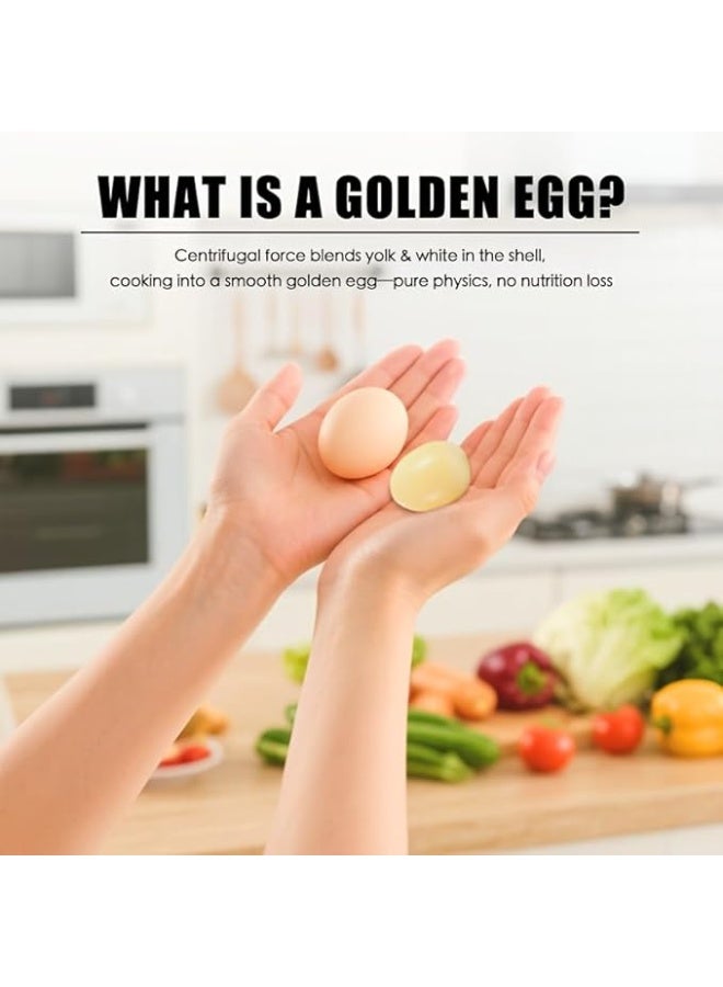 ماى سوقصانع البيض الذهبي اليدوي - خلاط وخفاقة يدوية لخلط صفار البيض داخل القشرة بدون كهرباء - أصفر وأبيض - Image 5